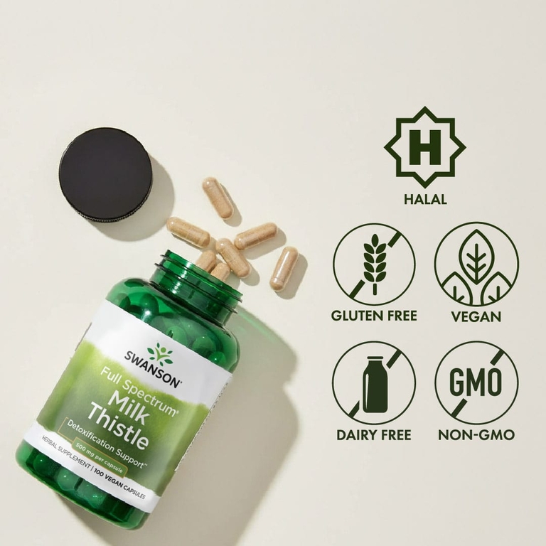 Swanson Vitamins, Full Spectrum®, расторопша, 500 мг, 100 веганских капсул