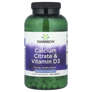 Swanson Vitamins, цитрат кальция и витамин D3, 250 таблеток