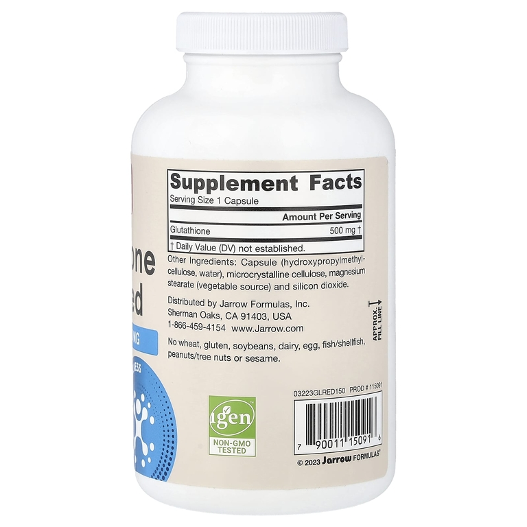 Jarrow Formulas, веганский восстановленный глутатион, 500 мг, 150 растительных капсул