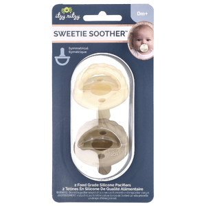 itzy ritzy, Sweetie Soother, пустышки из пищевого силикона, от 0 месяцев, кремовая и серо-коричневая, 2 пустышки (Товар снят с продажи) 