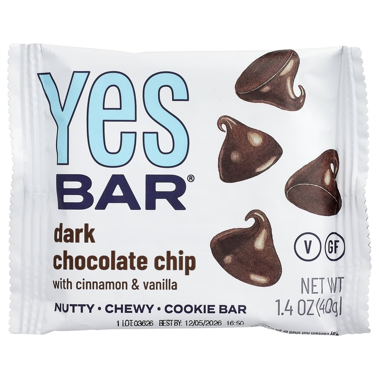 Yes Bar, батончик-снек, крошка из темного шоколада с корицей и ванилью, 6 батончиков по 40 г (1,4 унции) (Товар снят с продажи) 