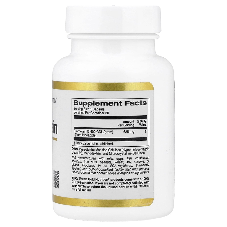 California Gold Nutrition, бромелаин, 625 мг, 30 растительных капсул