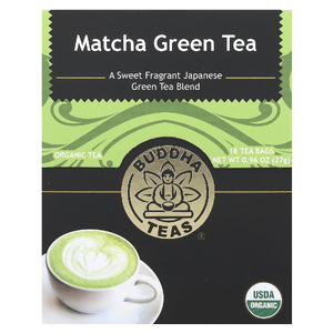 Buddha Teas, органический чай, зеленый матча, 18 чайных пакетиков, 27 г (0,96 унции)