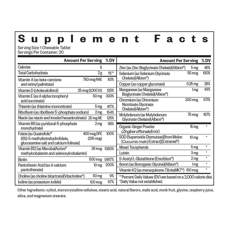 Seeking Health, Multivitamin One, жевательные таблетки, 30 жевательных таблеток