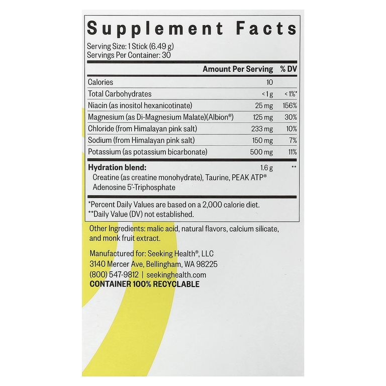 Seeking Health, Optimal Electrolyte, со вкусом лимонада, 30 пакетиков по 6,49 г (0,229 унции)