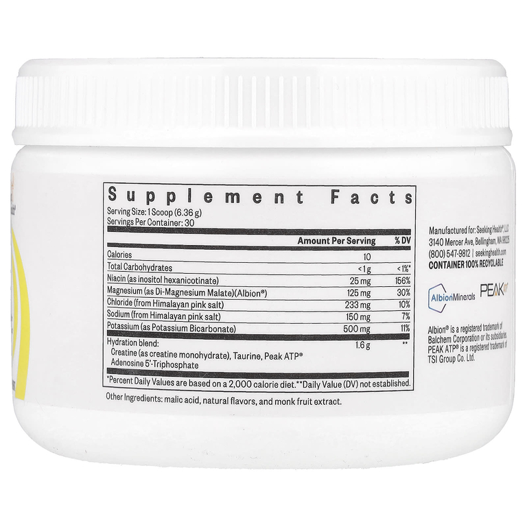 Seeking Health, Optimal Electrolyte, смесь для приготовления напитков с электролитами, вкус лимонада, 190,8 г (6,73 унции)