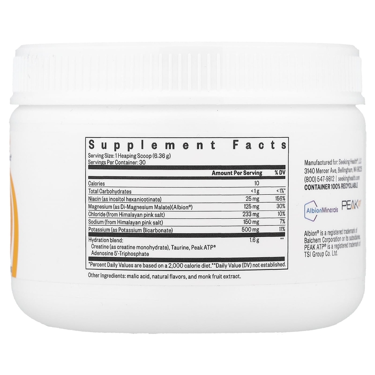Seeking Health, Optimal Electrolyte, смесь для приготовления напитков с электролитами, вкус апельсина, 190,8 г (6,73 унции)