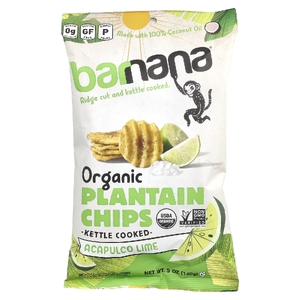 Barnana, органические чипсы из плантана, со вкусом лайма «Акапулько», 140 г