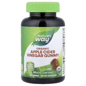 Nature's Way, органический яблочный уксус в жевательных таблетках, яблоко, 60 жевательных таблеток (250 мг в 1 таблетке)