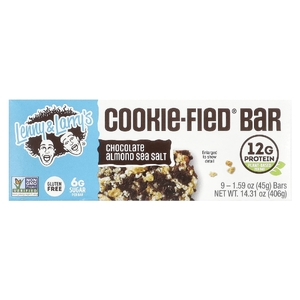 Lenny & Larry's, The Complete Cookie-Fied Bar, шоколадно-миндальная морская соль, 9 батончиков, 45 г (1,59 унции)