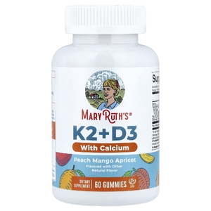 MaryRuth's, Жевательные мармеладки с кальцием K2 + D3, персик, манго и абрикос, 60 жевательных таблеток