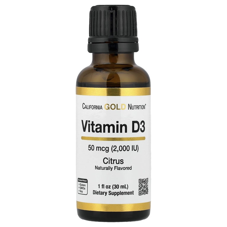 California Gold Nutrition, витамин D3, с цитрусовым вкусом, 50 мкг (2000 МЕ), 30 мл (1 жидк. унция)