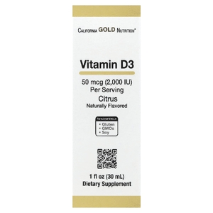 California Gold Nutrition, витамин D3, с цитрусовым вкусом, 50 мкг (2000 МЕ), 30 мл (1 жидк. унция)