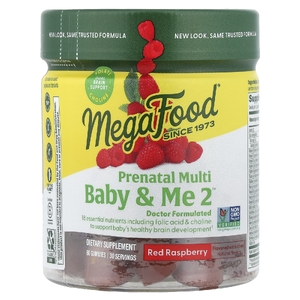MegaFood, Baby & Me 2, мультивитаминный комплекс для беременных, со вкусом красной малины, 60 жевательных таблеток