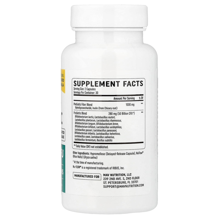 MAV Nutrition, Pre-Pro, пребиотик и пробиотик, 60 растительных капсул