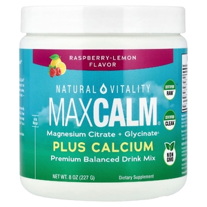 Natural Vitality, MAXCALM® с добавкой кальция, малина и лимон, 227 г (8 унций)