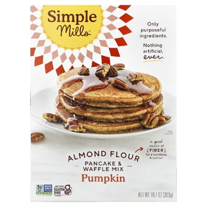 Simple Mills, смесь для блинов и вафель с миндальной мукой, тыква, 303 г (10,7 унции)