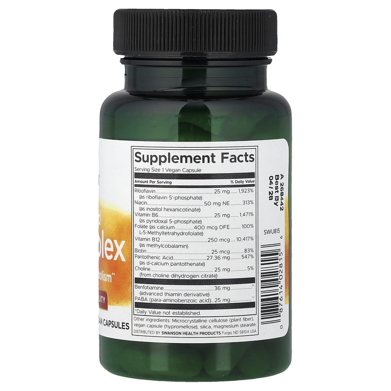 Swanson Vitamins, активированный комплекс витаминов группы B, 60 веганских капсул