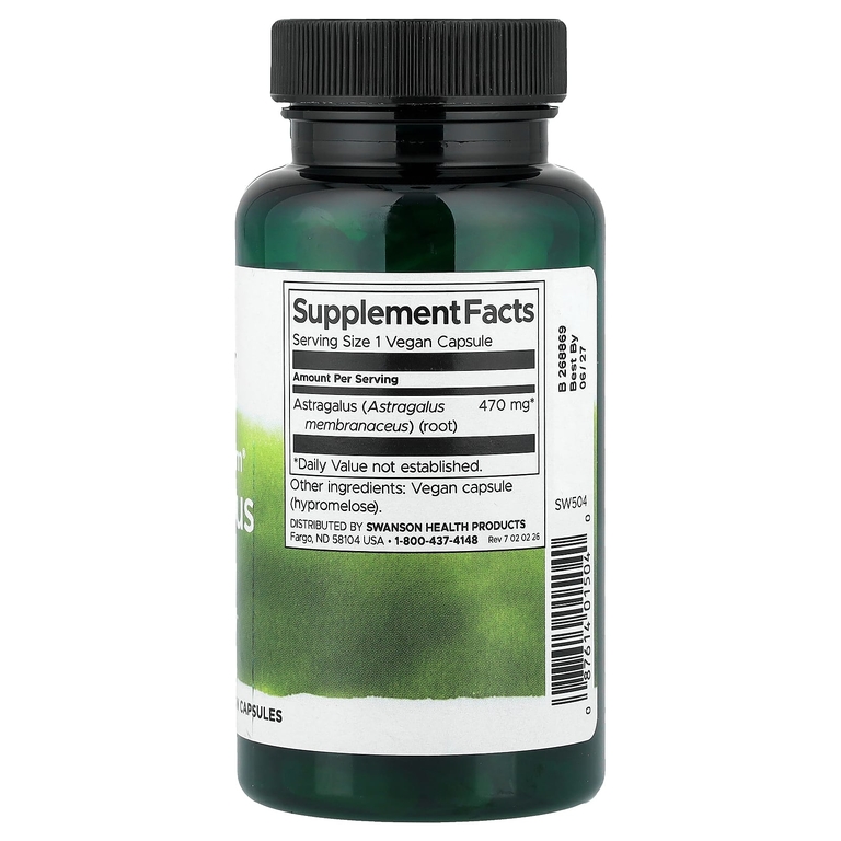 Swanson Vitamins, корень астрагала полного спектра, 470 мг, 100 веганских капсул