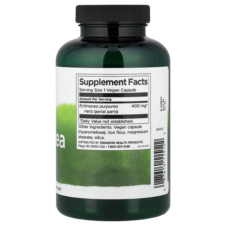 Swanson Vitamins, эхинацея, 400 мг, 180 веганских капсул