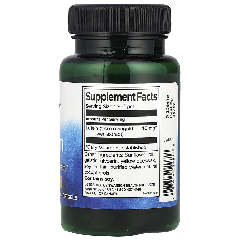 Swanson Vitamins, лютеин, 40 мг, 60 мягких таблеток