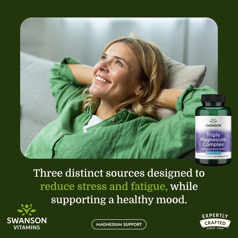 Swanson Vitamins, Комплекс тройного магния, 400 мг, 100 капсул