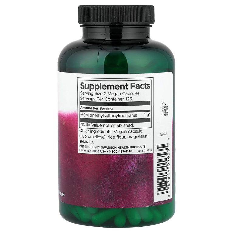 Swanson Vitamins, МСМ, 250 веганских капсул (500 г в 1 капсуле)
