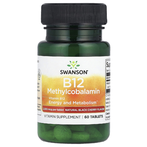 Swanson Vitamins, витамин B12 метилкобаламин, натуральная ягода черемухи, 2500 мкг, 60 таблеток