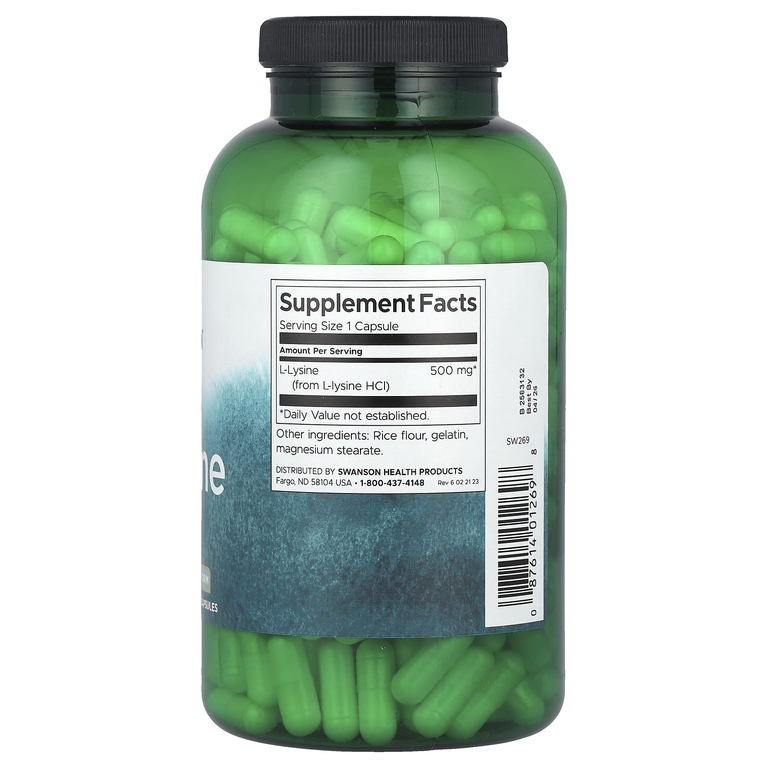 Swanson Vitamins, L-лизин, 500 мг, 300 капсул
