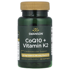 Swanson Vitamins, Коэнзим Q10 + витамин K2, 60 мягких таблеток