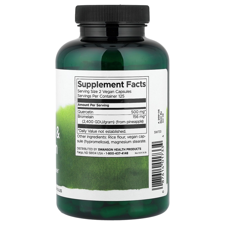 Swanson Vitamins, кверцетин и бромелаин, 250 веганских капсул