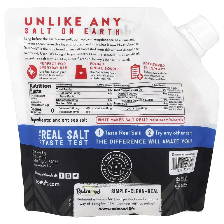 Redmond Trading Company, Real Salt®, древняя крупная морская соль, сменная соль в мельнице, 454 г (16 унций)