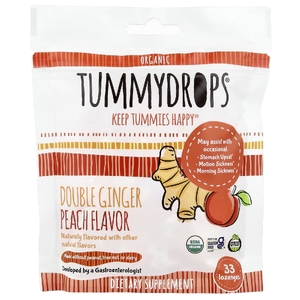 Tummydrops, органические леденцы с двойным имбирем и персиком, 33 пастилки (Товар снят с продажи) 