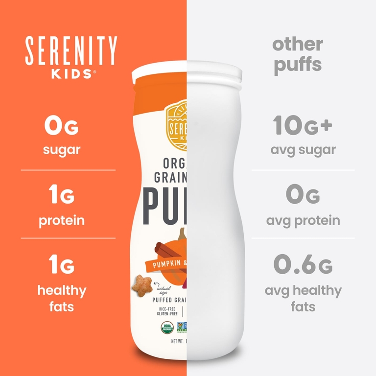 Serenity Kids, органические колечки без злаков, тыква и корица, 42 г (1,5 унции)
