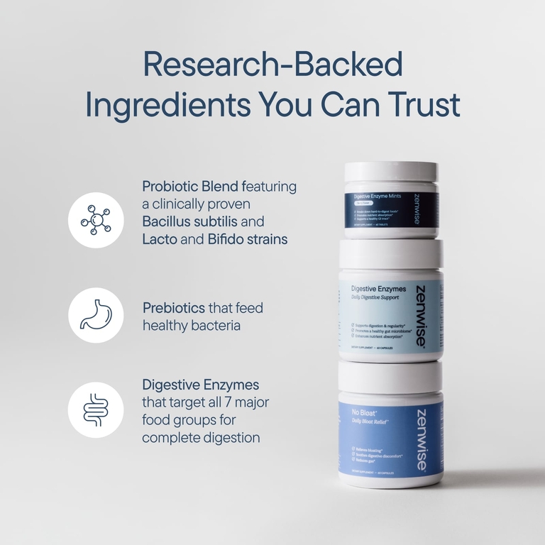 Zenwise Health, Ежедневные пищеварительные ферменты с пребиотиками и пробиотиками, 180 растительных капсул