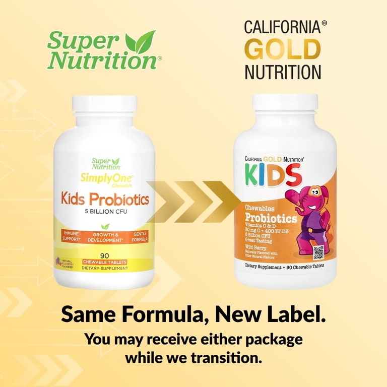 California Gold Nutrition, пробиотики для детей, со вкусом лесных ягод, 5 млрд КОЕ, 90 жевательных таблеток