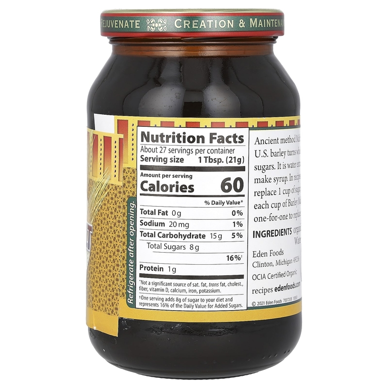 Eden Foods, органический традиционный сироп из ячменного солода, 566 г (20 унций)