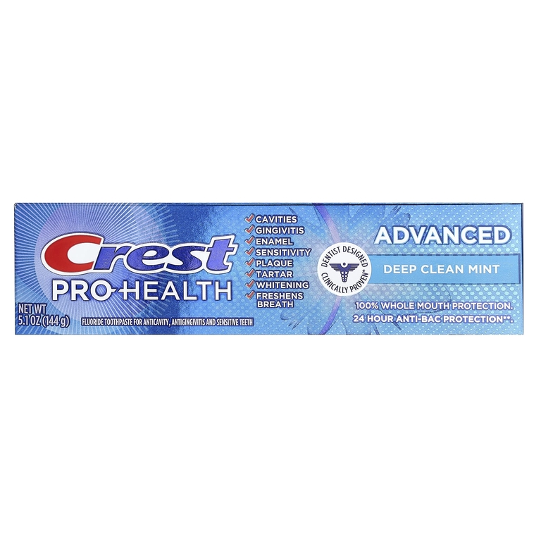 Crest, Pro-Health Advanced, зубная паста с фтором, глубокое очищение и мята, 144 г (5,1 унции)