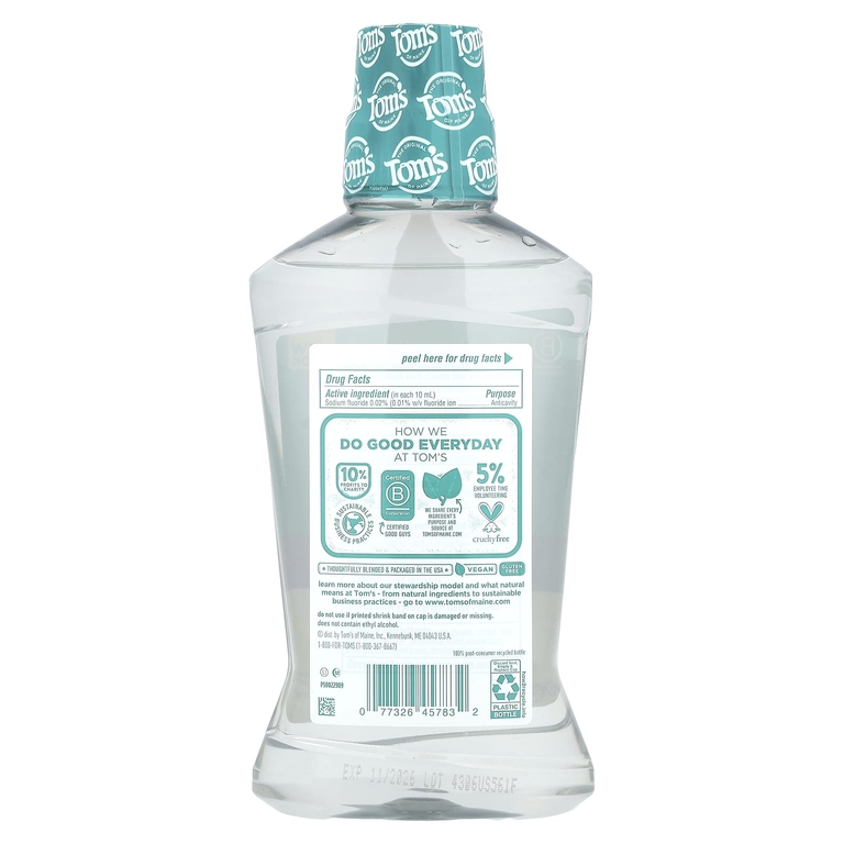 Tom's of Maine, Whole Care®, жидкость для полоскания рта от кариеса, свежая мята, 473 мл (16 жидк. Унций)