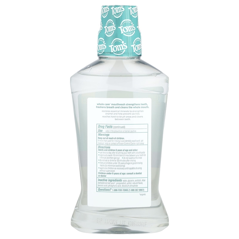 Tom's of Maine, Whole Care®, жидкость для полоскания рта от кариеса, свежая мята, 473 мл (16 жидк. Унций)