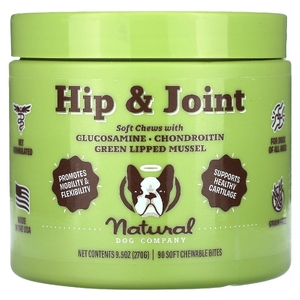 Natural Dog Company, добавка для бедер и суставов, для собак всех возрастов, 90 мягких жевательных таблеток, 270 г (9,5 унции)