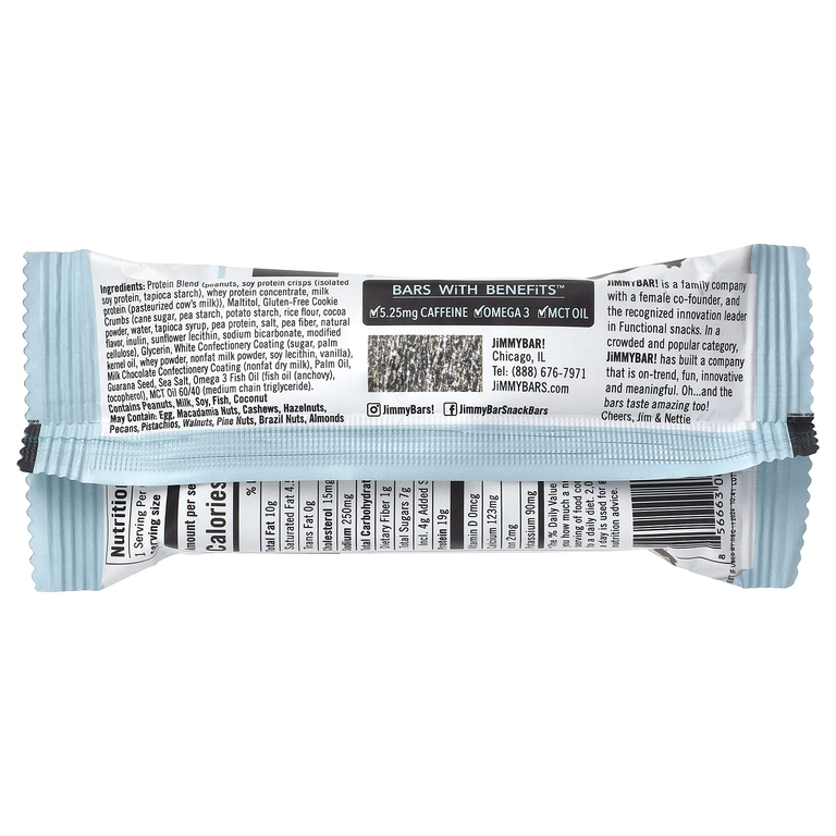 JiMMY!, Bars With Benefits™, протеиновый батончик, печенье с кремом, 12 батончиков по 58 г (2,05 унции)