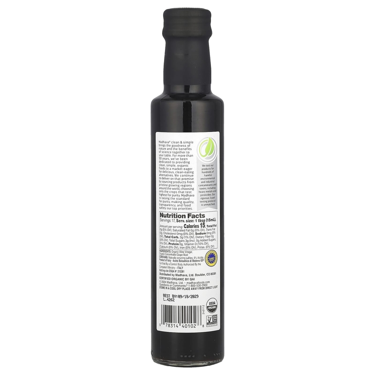 Madhava, Clean & Simple, органический бальзамический уксус из Модены, 250 мл (8,45 жидк. унц.)