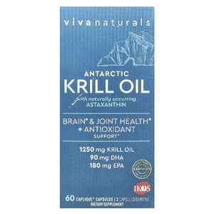 Viva Naturals, масло антарктического криля с астаксантином, 60 капсул Caplique