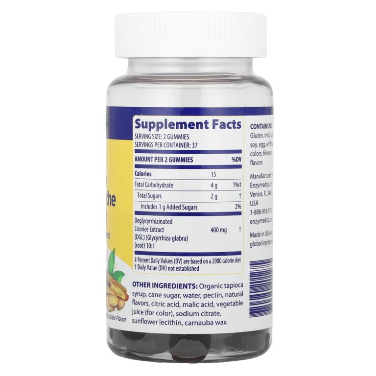 Enzymedica, DGL Stomach Soothe Gummies, немецкий шоколад, 74 жевательные мармеладки (200 мг в каждой жевательной таблетке)