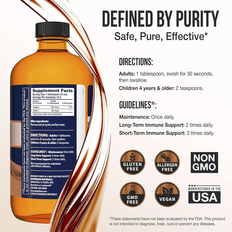 Sovereign Silver, Bio-Active Copper Hydrosol ™, 10 част. / Млн, 473 мл (16 жидк. Унций)