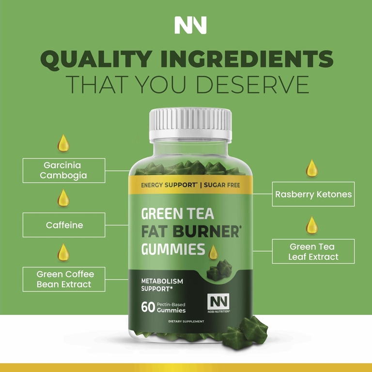 Nobi Nutrition, Жиросжигающие жевательные таблетки с зеленым чаем, 60 жевательных таблеток на основе пектина