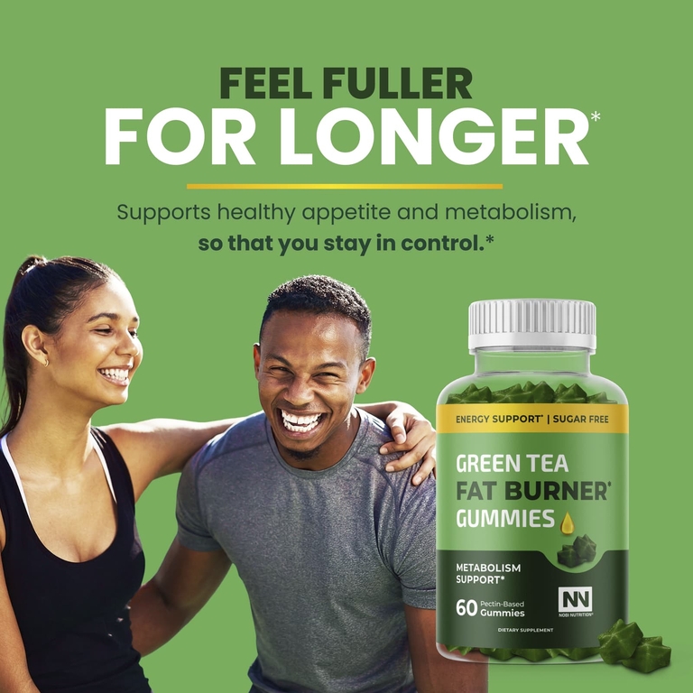 Nobi Nutrition, Жиросжигающие жевательные таблетки с зеленым чаем, 60 жевательных таблеток на основе пектина