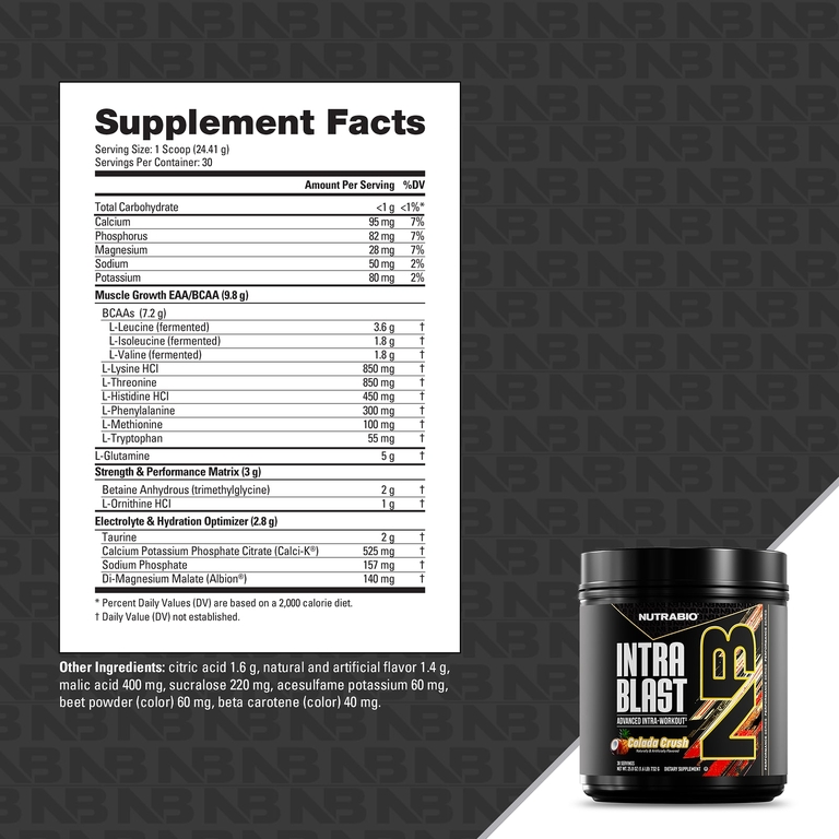 NutraBio, Intra Blast, усовершенствованная добавка во время тренировки, Colada Crus, 732 г (1,6 фунта)