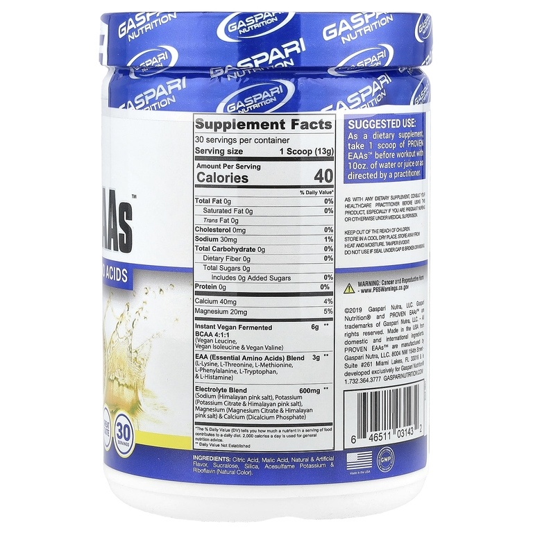 Gaspari Nutrition, Proven EAAs ™, лимонный лед, 390 г (13,75 унции)